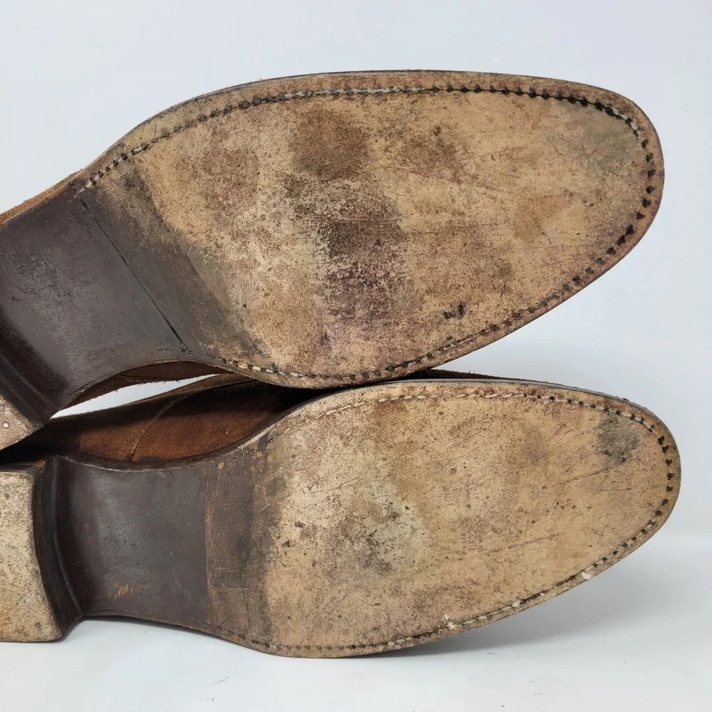 Ralph Lauren Brown Suede Single Monk Strap Men Made in England Dress Shoes Sz 11